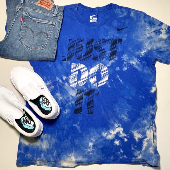 Nike Tops - 413 - Nike Just Do It Blue Reverse Tie Dye Tee